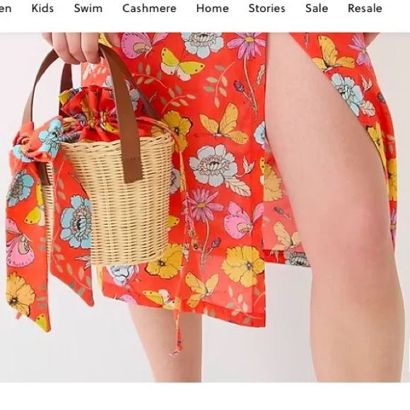 J CREW DAUPHINETTE WICKER BASKET HANDBAG LEATHER STRAPS NWT